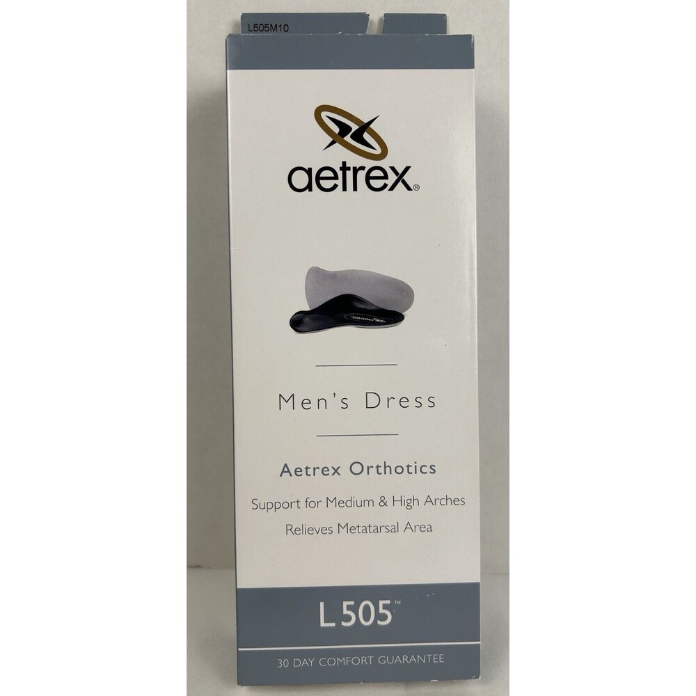 Aetrex Foot Orthotic Insoles L505 Men's Size 10 Leather Arch Support New